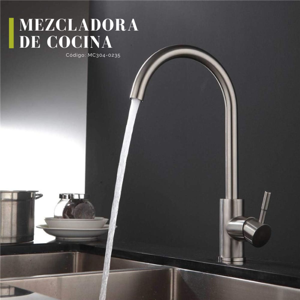 XM - MEZCLADORA DE COCINA SATINADO MC304-0235