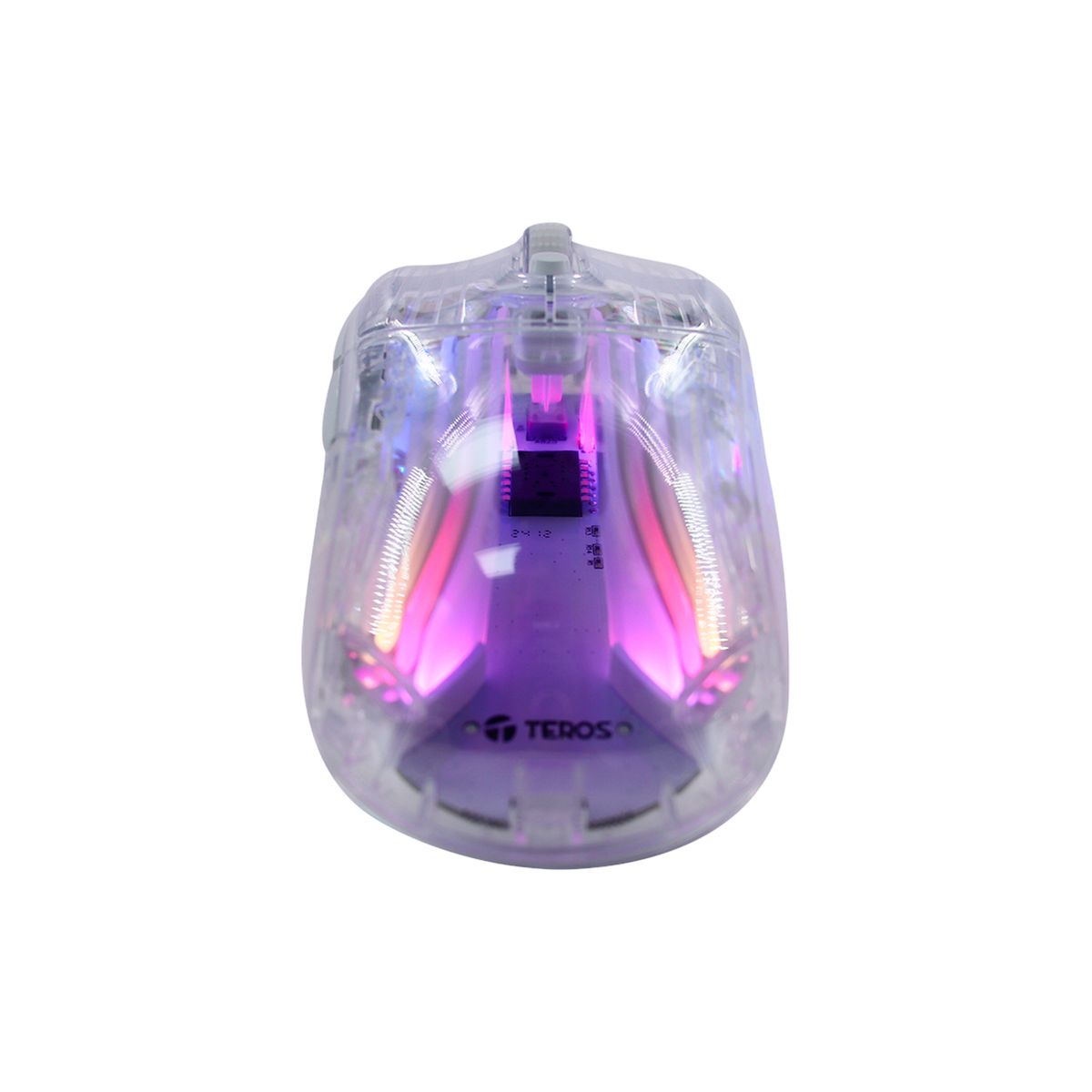TEROS - MOUSE GAMER TEROS TE-1216G, 2 BOTONES, RGB, TRANSPARENTE