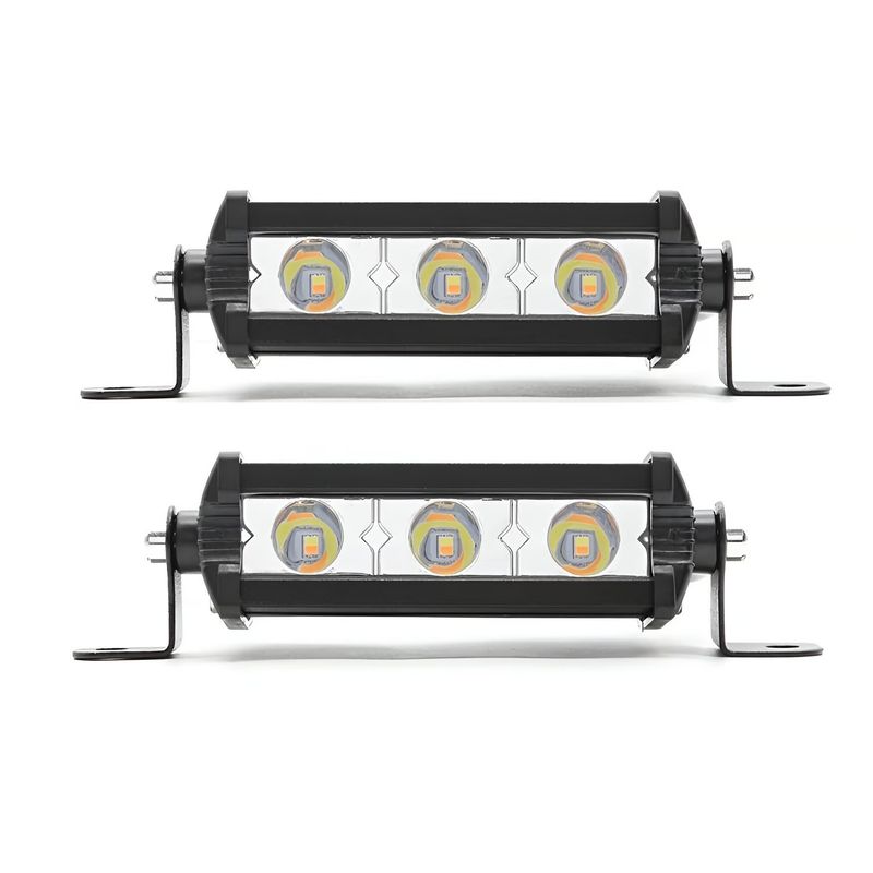 GENERICO - Barra Led Mini Slim 3LEd Dual Color +Strobo Potente 2PCS