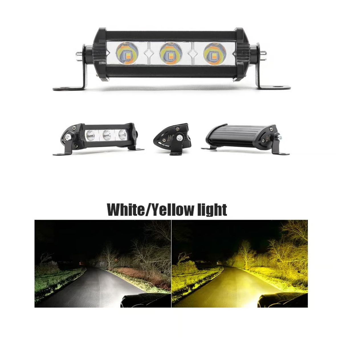 GENERICO - Barra Led Mini Slim 3LEd Dual Color +Strobo Potente 2PCS