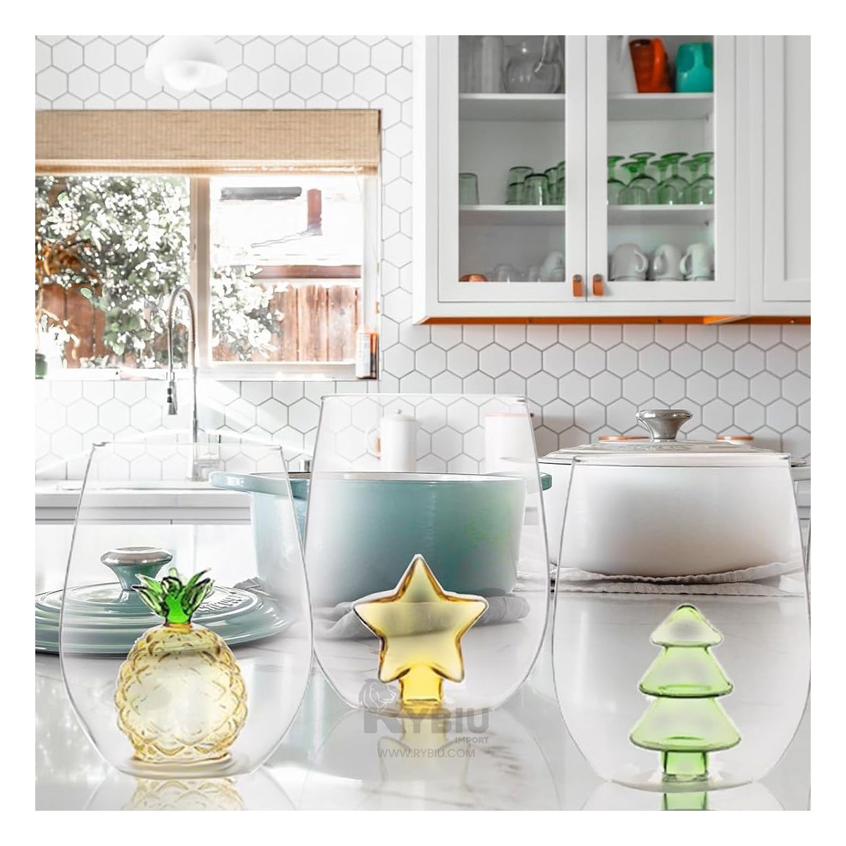 RYBIU IMPORT - Vaso con Estrella Amarilla Adentro 450 ML Transparente