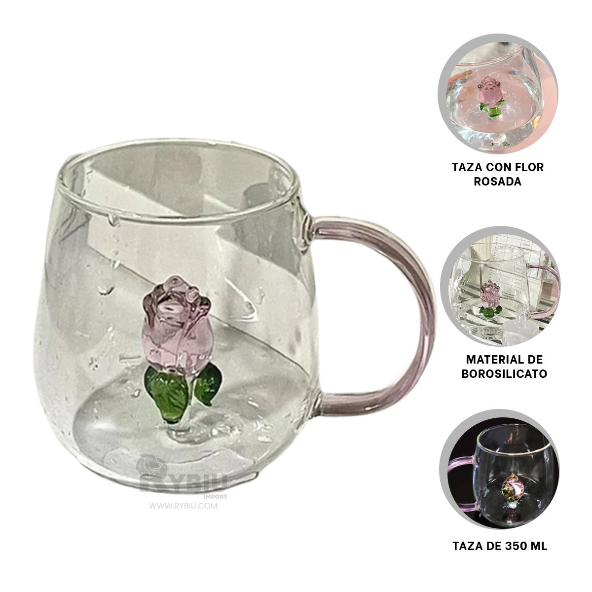 RYBIU IMPORT - Taza Personalizado de 350ML Transparente Y+Papel de Regalo