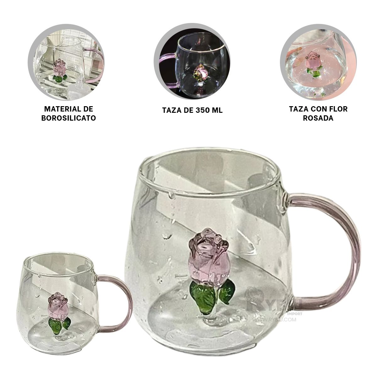 RYBIU IMPORT - Vaso Aesthetic de 350ML Transparente Y+Gift MiniAgenda