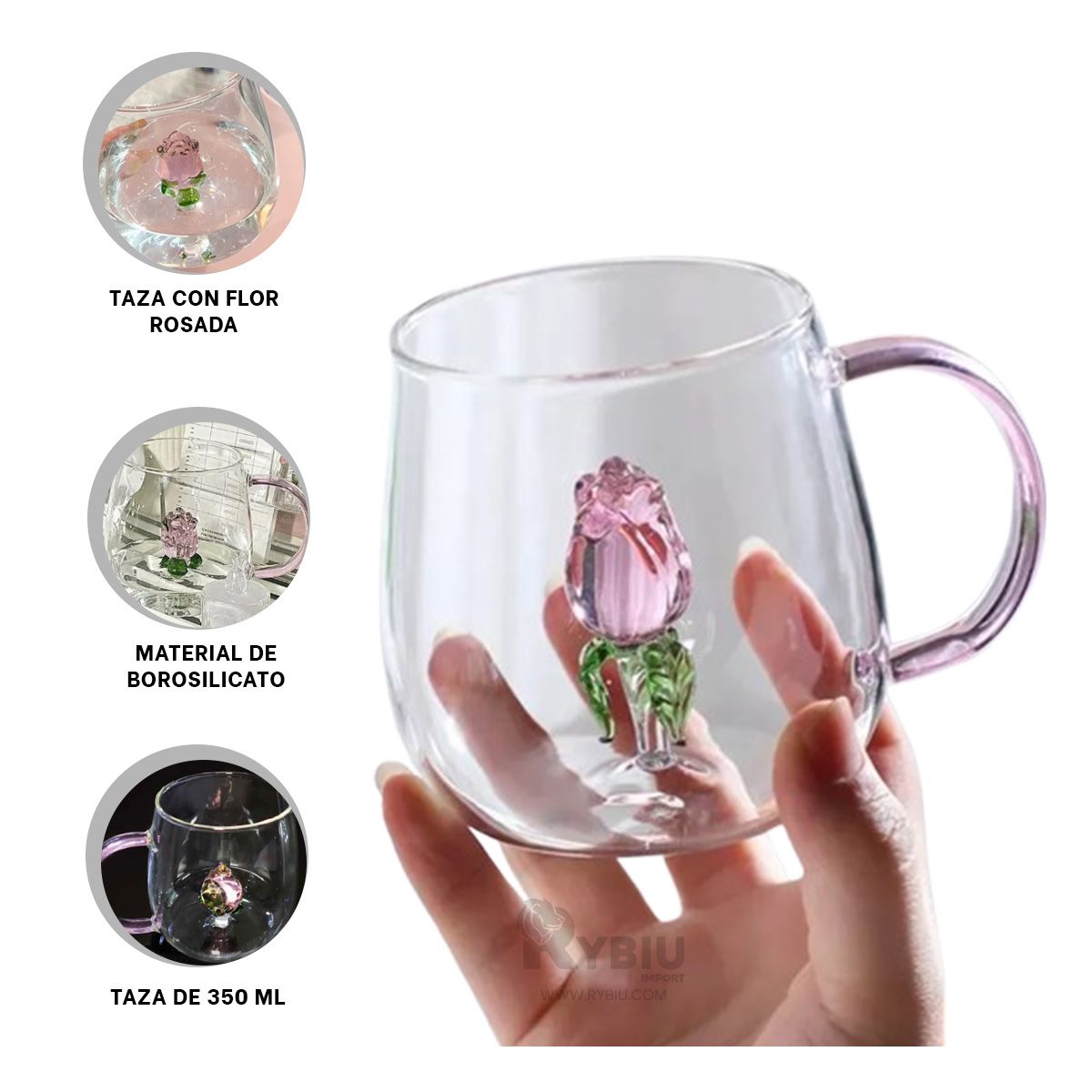 RYBIU IMPORT - Vaso Innovador de 350ML Transparente Y+Regalo Stickers