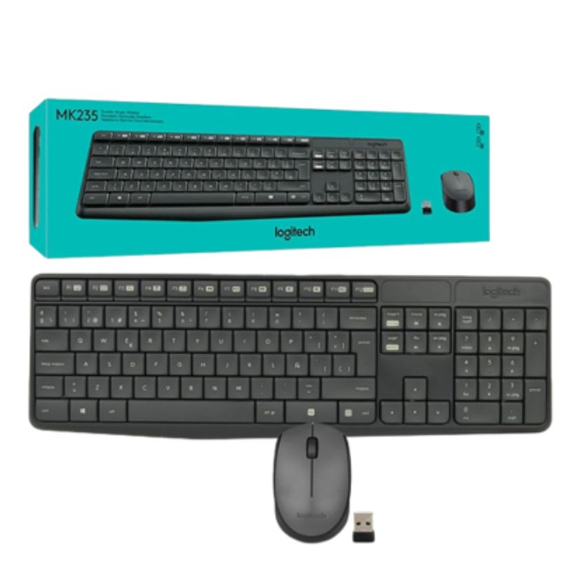 LOGITECH - TECLADO LOGITECH + MOUSE MK235 WIRELES USB SP BLACK