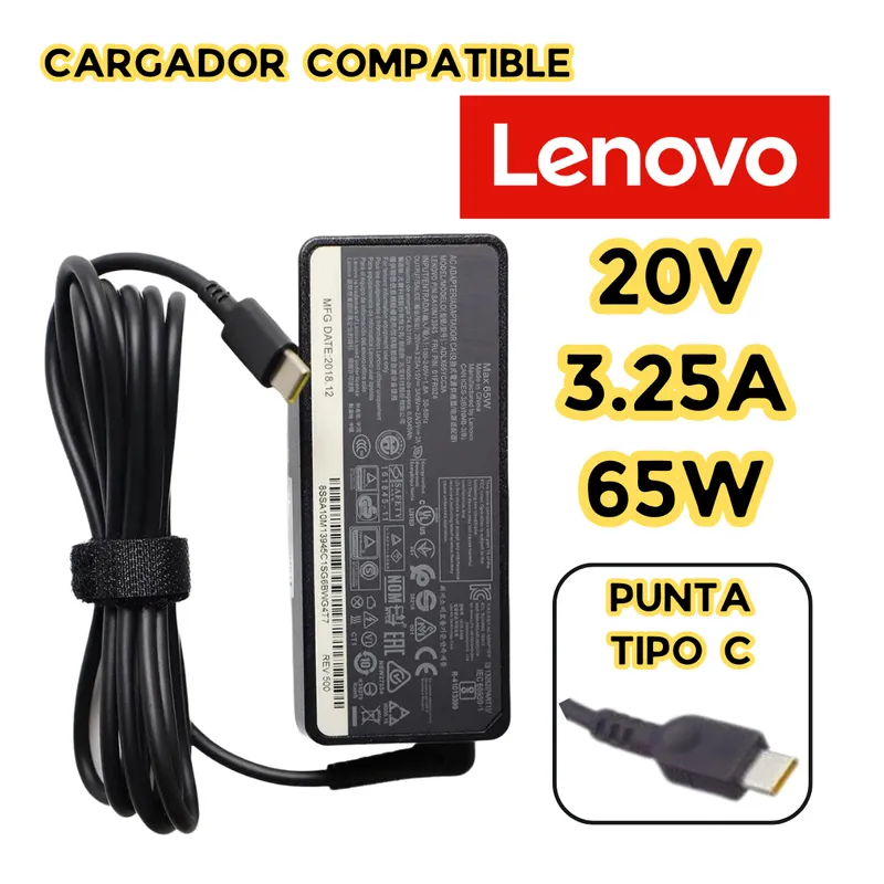 GENERICO - CARGADOR PARA LAPTOP LENOVO 20V 3.25A  65W TIPO C