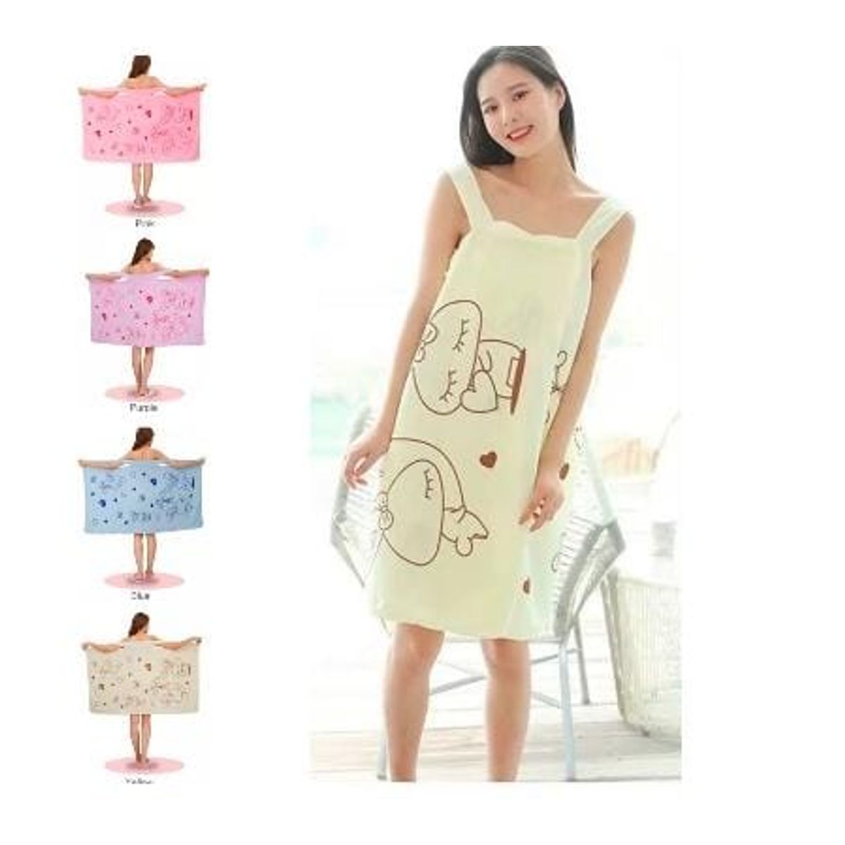 GENERICO - bata de baño de microfibra ligera de verano