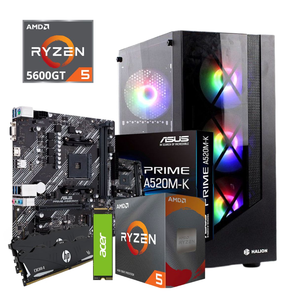 AMD - Computadora PC GAMER RYZEN 5-5600GT / RAM 16GB / 512 GB SSD M.2 PCIE /