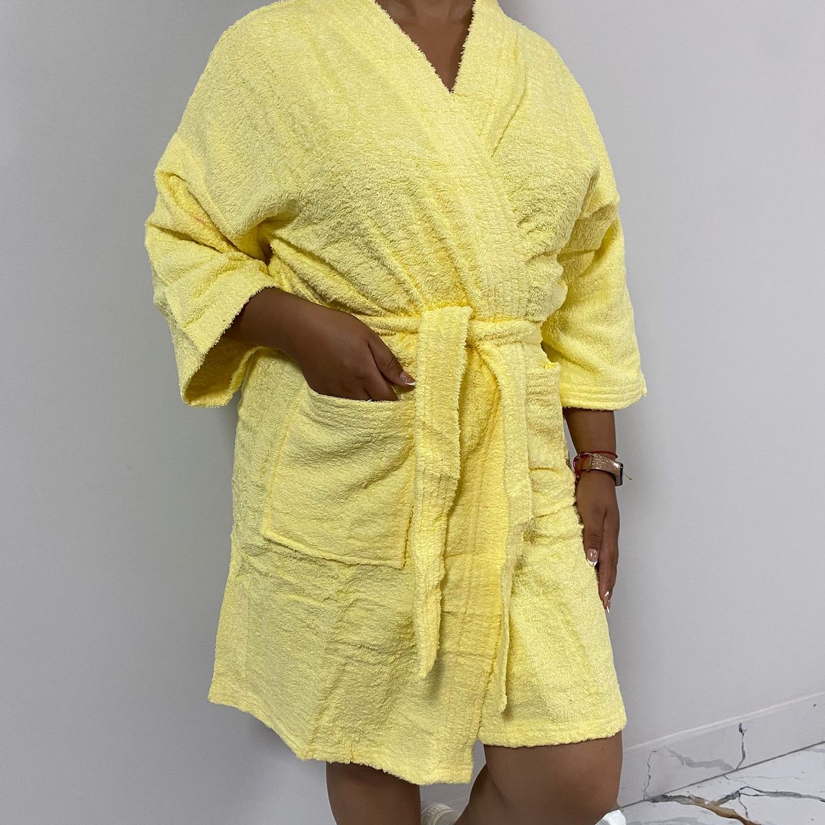 GENERICO - Salida de baño de 380 gramos - XL - Amarillo