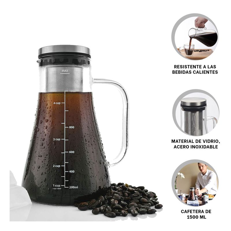 GENERICO - Cafetera con Filtro 1500ML Transparente Y+Papel de Regalo