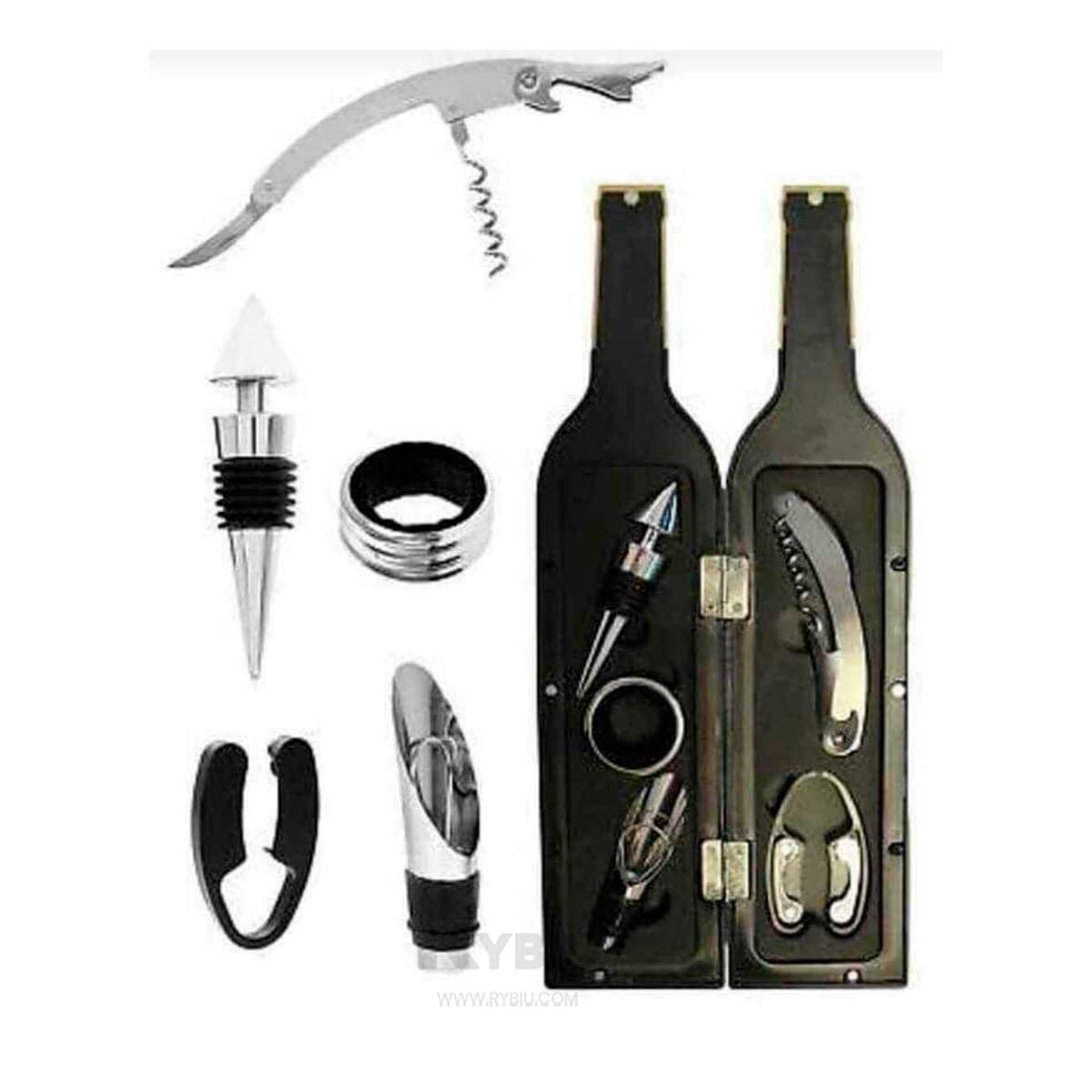 GENERICO - Kit de Descorchadores de Botella en Negro Y+Gift MiniAgenda