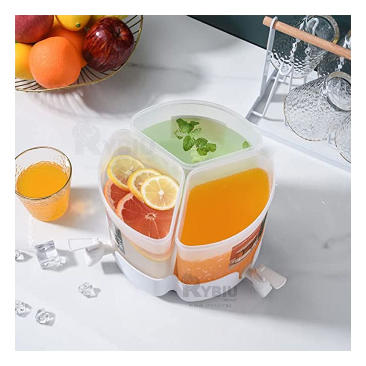 GENERICO - Dispensador Giratorio 3 Tanques Facil de Llenar en Blanco