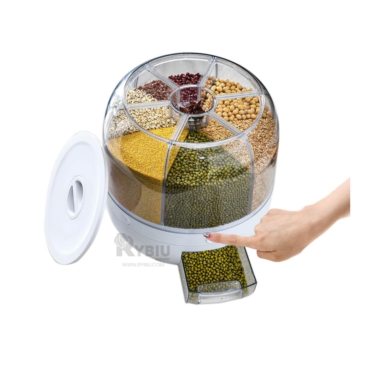 GENERICO - Dispensador Facil de Menestras 6kg Blanco Y+Regalo Agendita