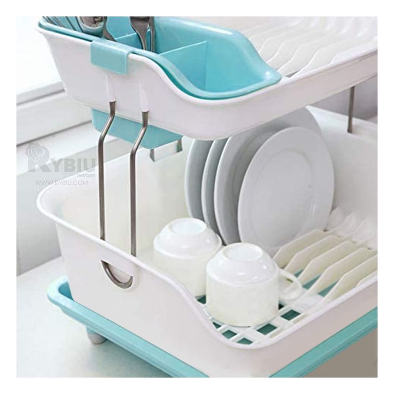 GENERICO - Secador Espacioso y Util de Platos Celeste Y+Gift Stickers