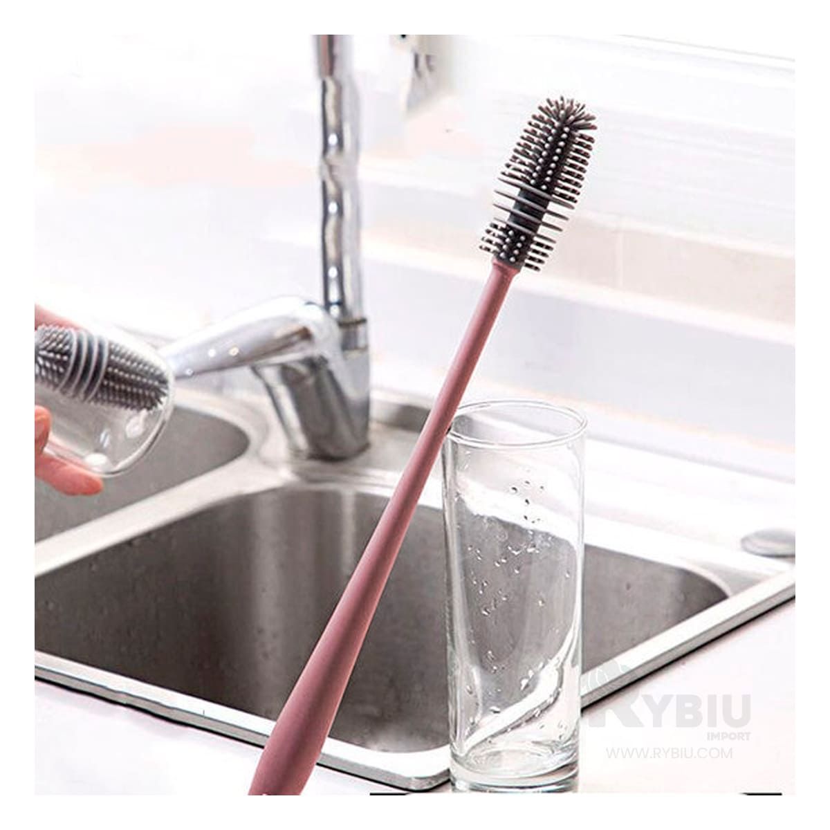 GENERICO - Escobilla Util para Lavar Taza Rosado Y+Envoltorio de Regalo