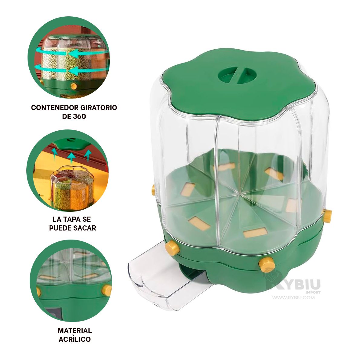 GENERICO - Expendedor Versatil de Granos 9kg Verde Y+Post-it Adhesivos