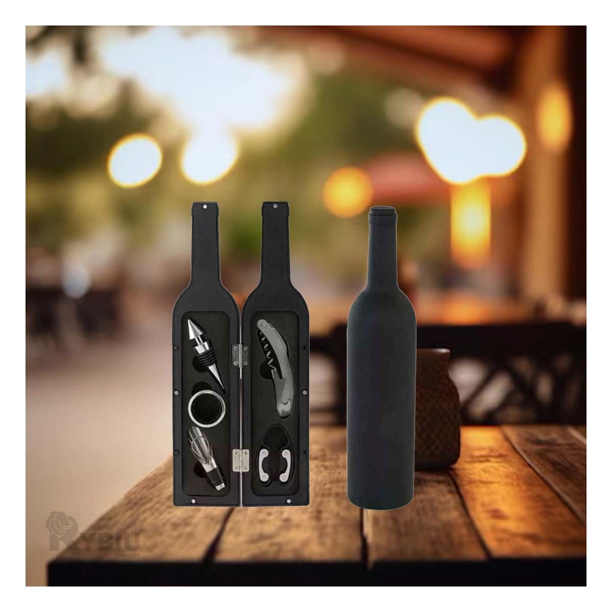 GENERICO - Kit de Descorchadores de Botella en Negro Y+Gift MiniAgenda