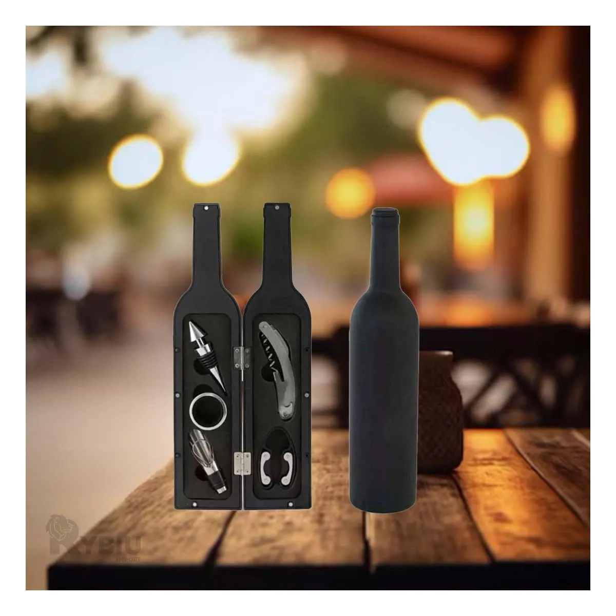 GENERICO - Kit de Descorchadores de Botella en Negro Y+Gift MiniAgenda