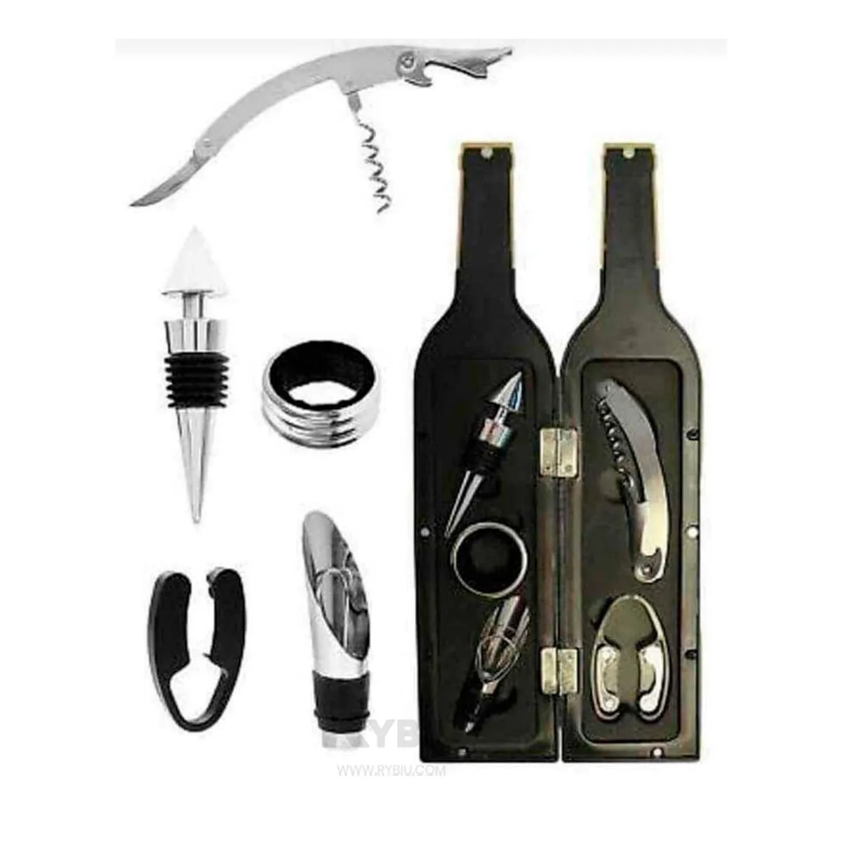 GENERICO - Kit de Descorchadores de Botella en Negro Y+Gift MiniAgenda