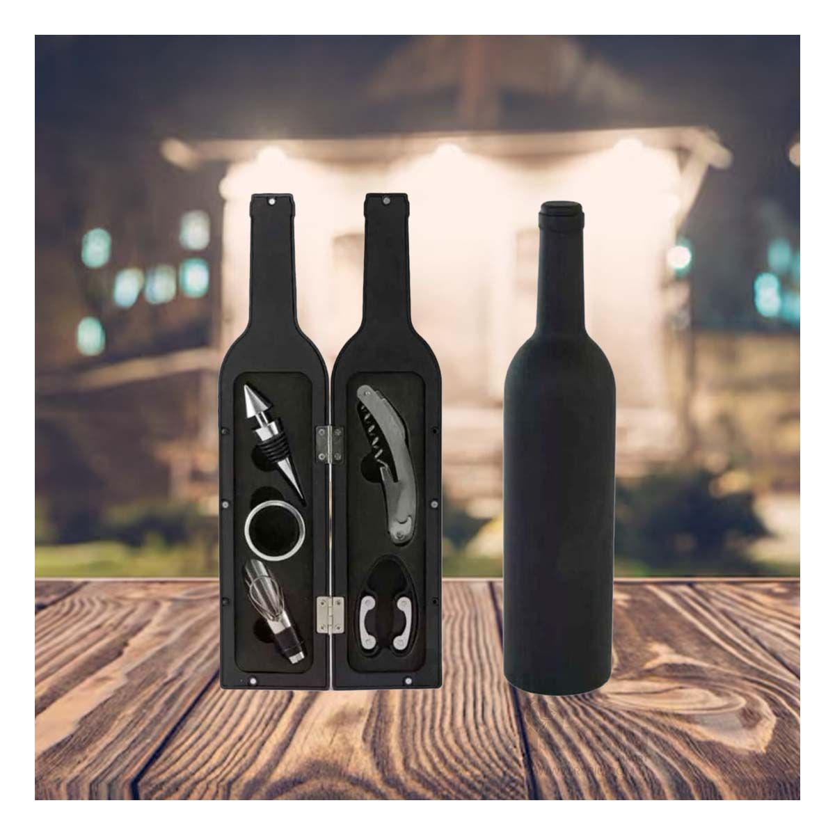 GENERICO - Kit de Herramientas para Vinos en Negro Y+Regalo Agendita