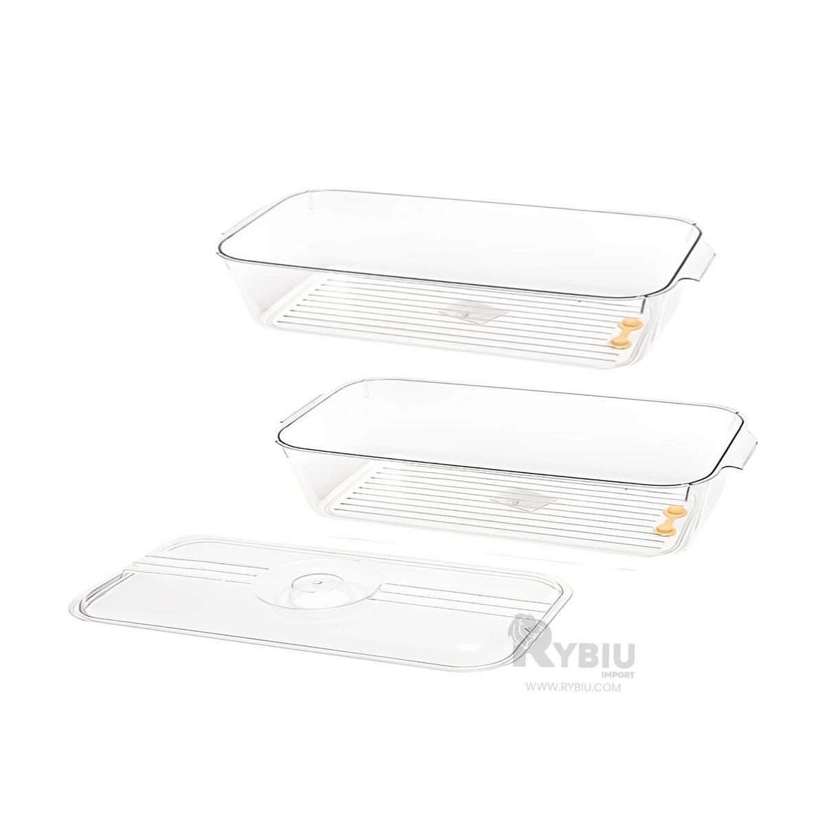RYBIU IMPORT - Recipiente Util con Asas 32x20x5cm Y+Banderitas Adhesivas