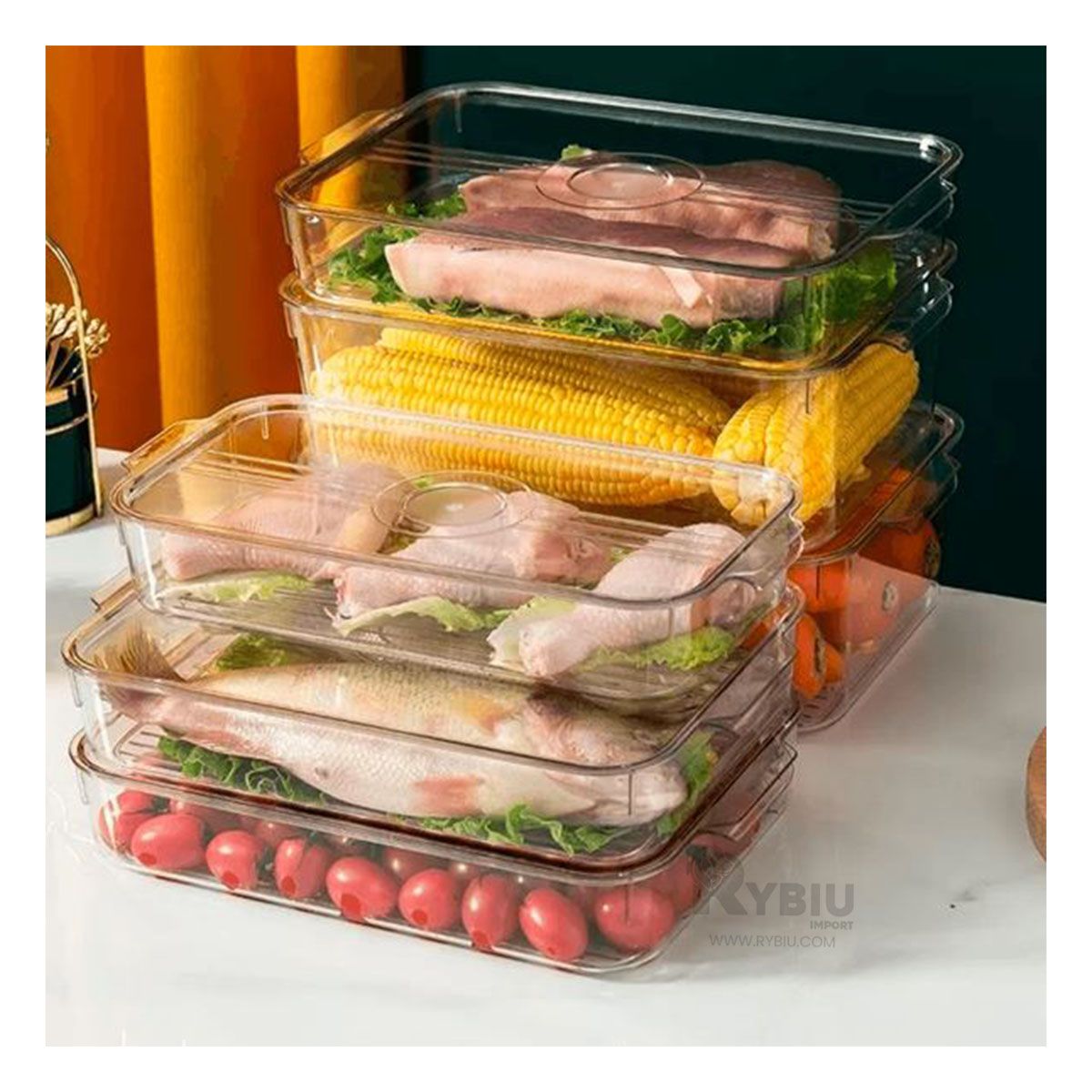 RYBIU IMPORT - Bandeja Acrilica con Desague Asas Pequeñas 30x16x10cm