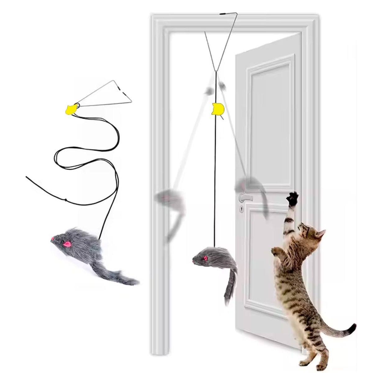 VARIOS - Juguete para Gatos Tira Elástica Pericote Sujetador Puertas