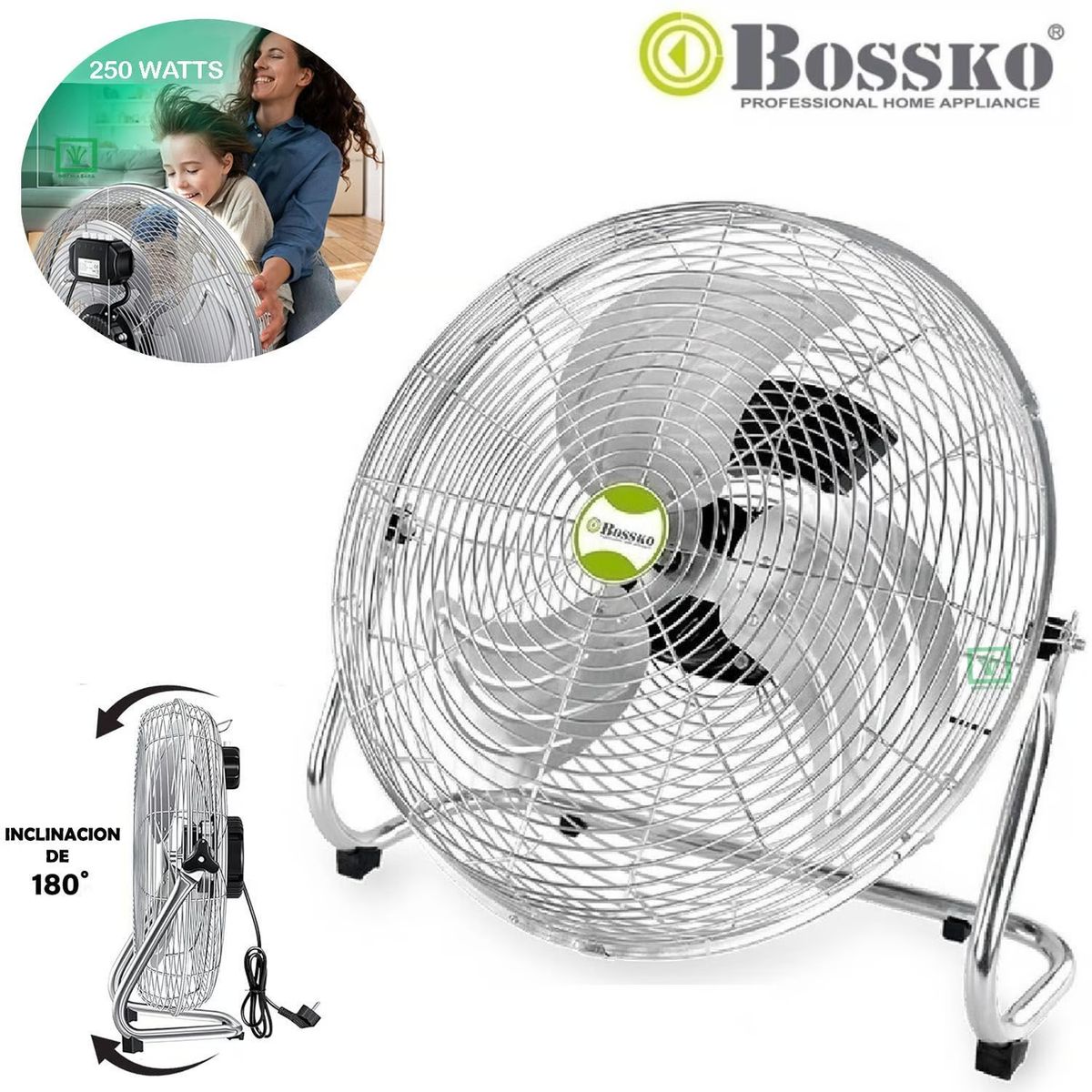 BOSKKO - Ventilador de 18 BK-8226VP Plateado