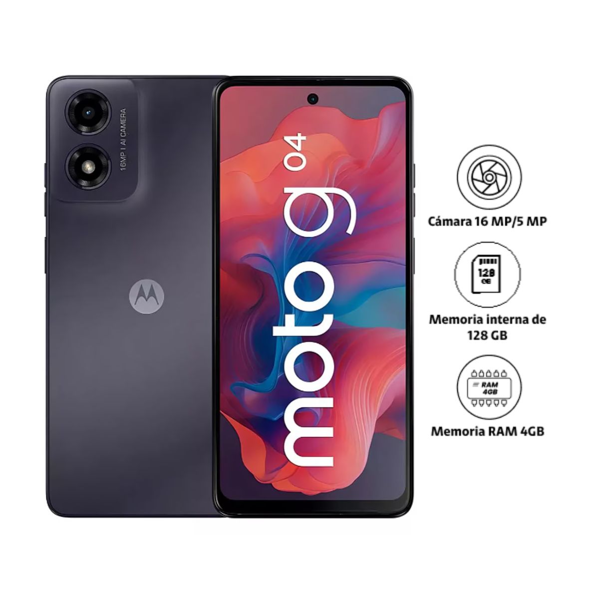 MOTOROLA - CELULAR MOTOROLA MOTO G04 128GB 4GB RAM NEGRO