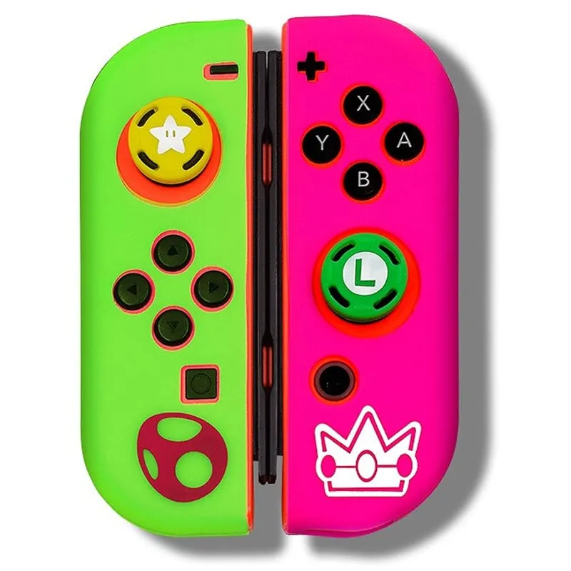 VARIOS - Funda para Joy Cons + 2 Grips para Nintendo Switch y Oled Protector