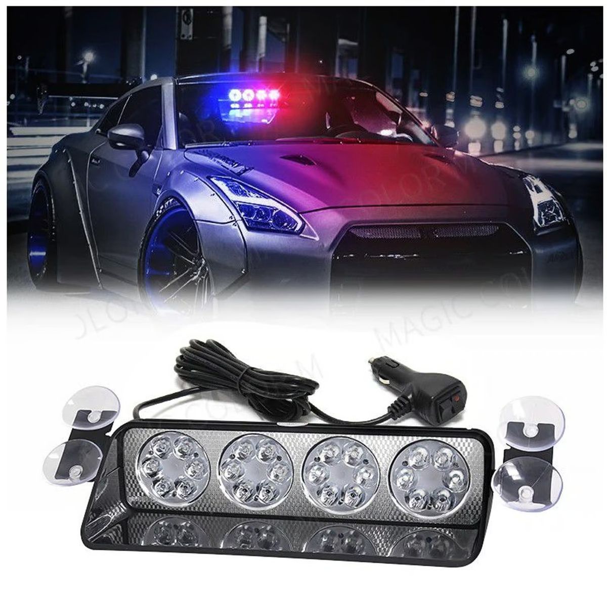 GENERICO - Luz Led Estroboscopica boton Federal Azul Rojo