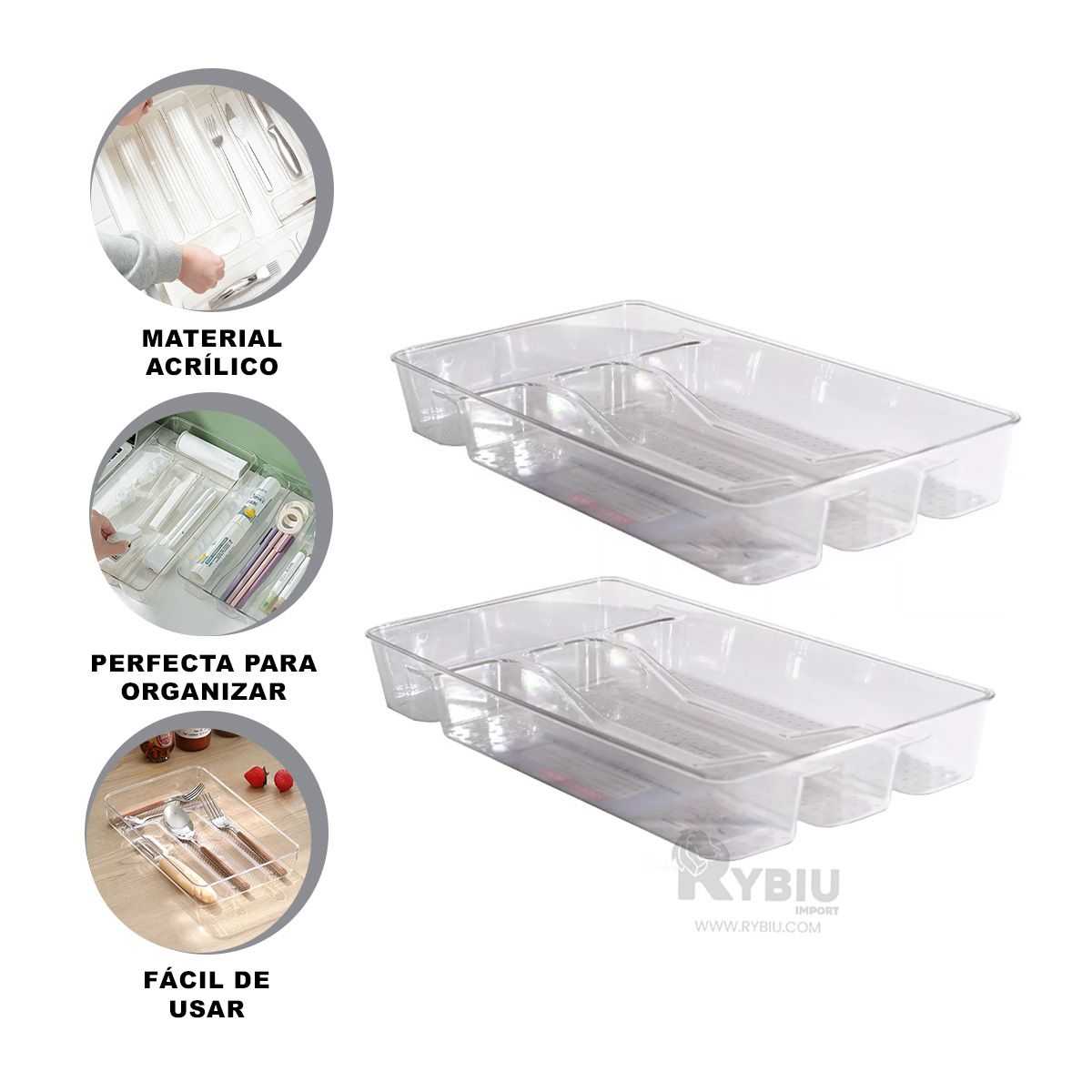 RYBIU IMPORT - Recipiente Util de 4 Piezas 33x18x5cm Y+Banderitas Adhesivas