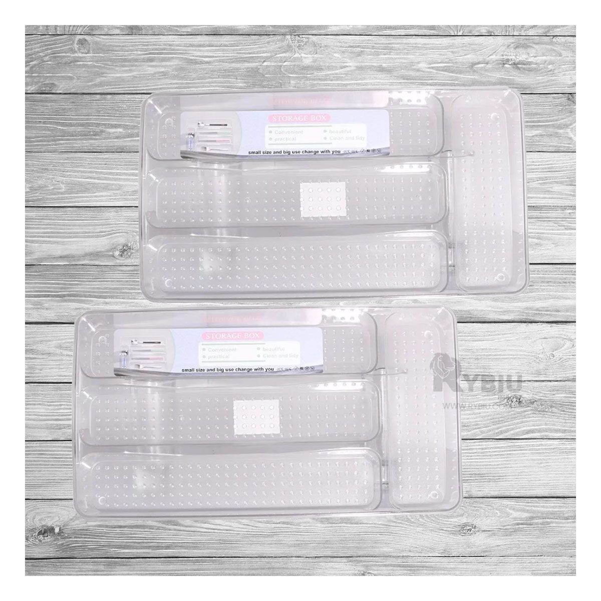 RYBIU IMPORT - Recipiente Util de 4 Piezas 33x18x5cm Y+Banderitas Adhesivas