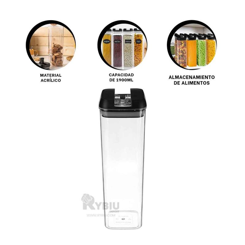 RYBIU IMPORT - Envase Moderno de 1900ml Tapa Negro Y+Post-it Adhesivos
