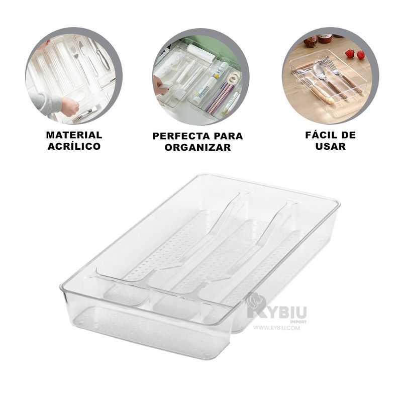 RYBIU IMPORT - Recipiente Moderno de 4 Areas 33x18x5cm Y+Post-it Adhesivos