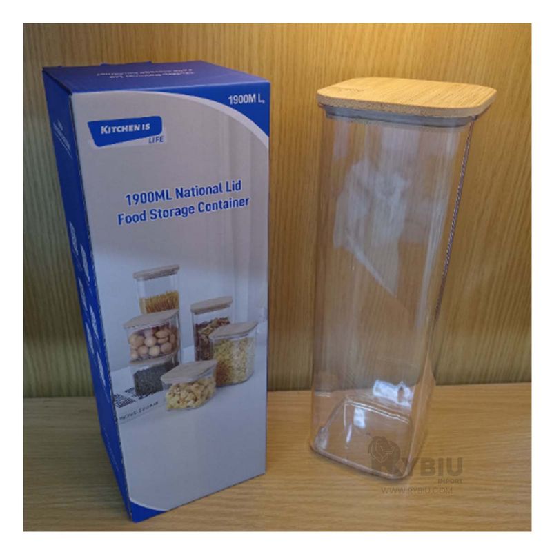 RYBIU IMPORT - Deposito Util de 1900ml Tapa de Bambu Y+Envoltorio de Regalo