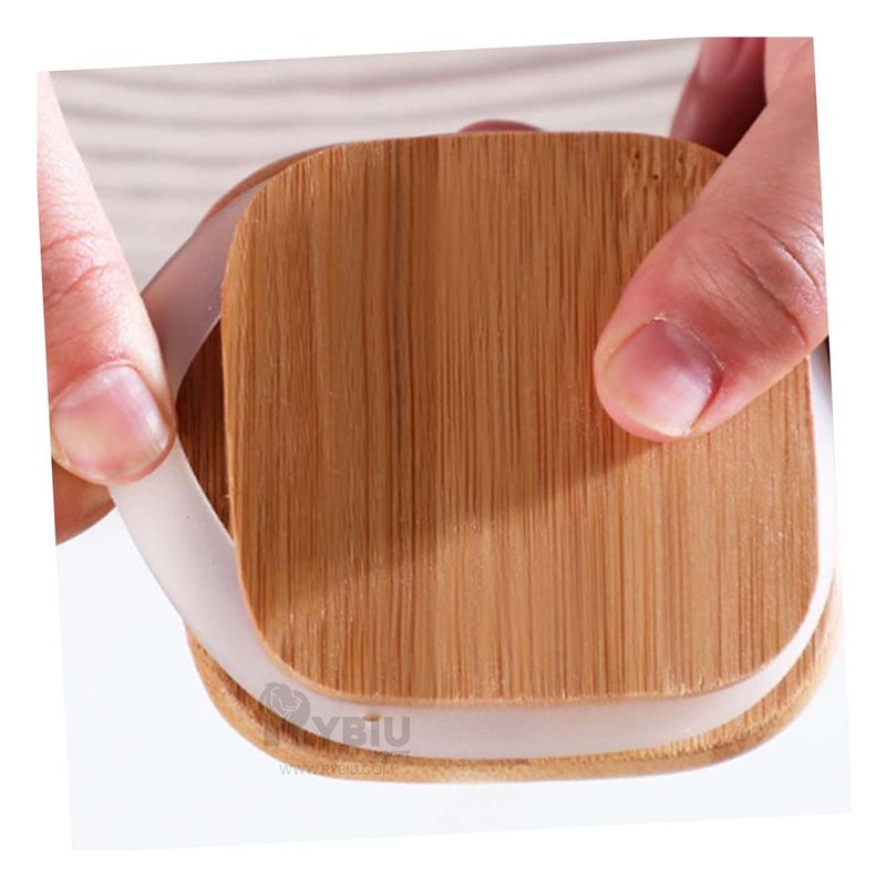 RYBIU IMPORT - Contenedor Ligero de 1900ml Tapa de Bambu Y+Regalo Stickers