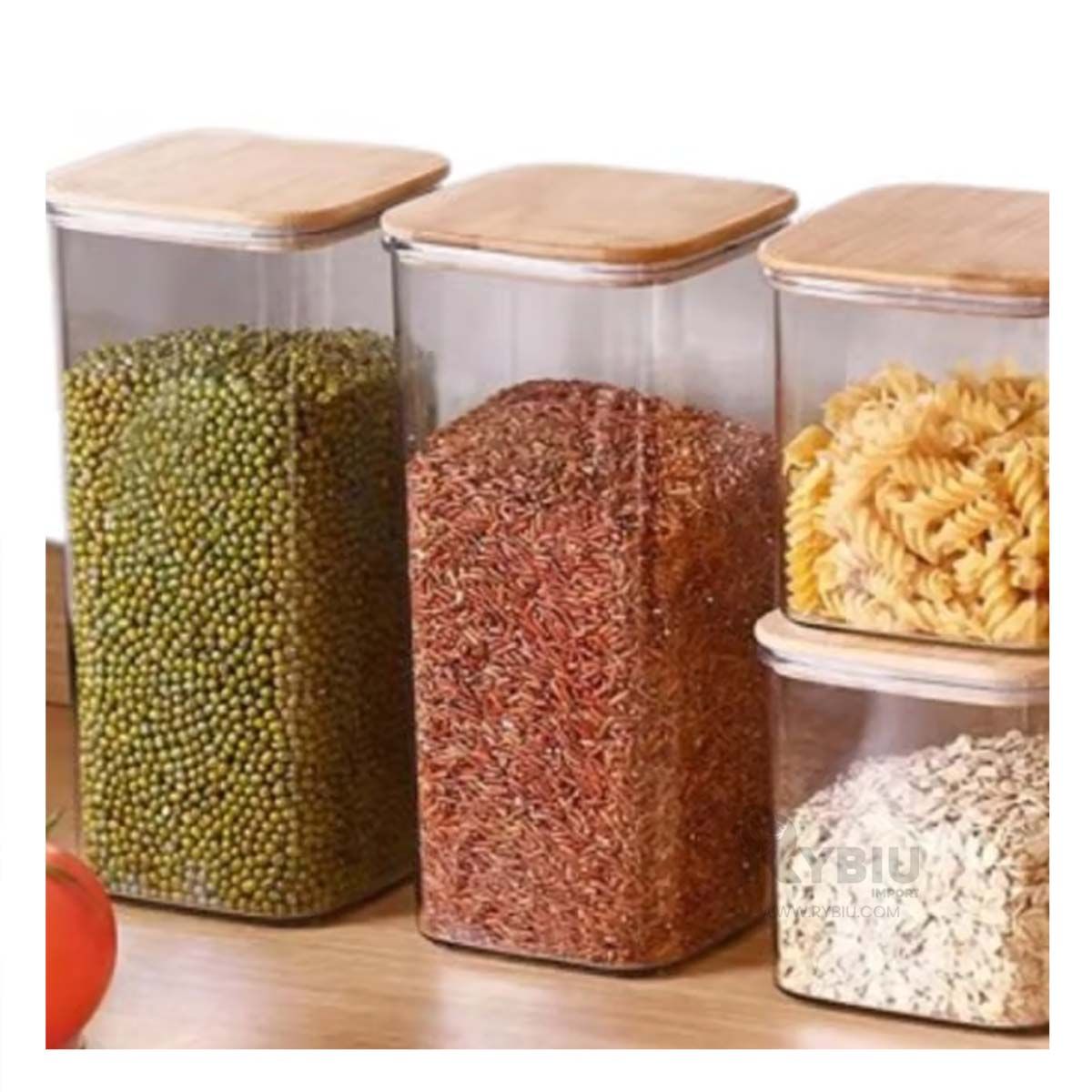 RYBIU IMPORT - Deposito Eficiente de 1900ml Tapa de Bambu Y+Gift MiniAgenda