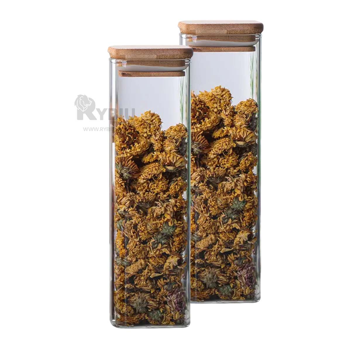 GENERICO - Contenedor Frasco de Acrilico 1900ml con Tapa de Bambu