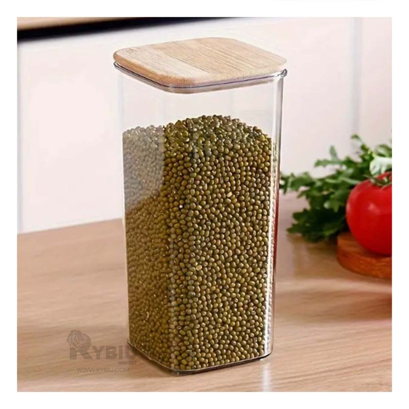 GENERICO - Deposito de Frasco de 1900ml Tapa de Bambu Y+Regalo Stickers
