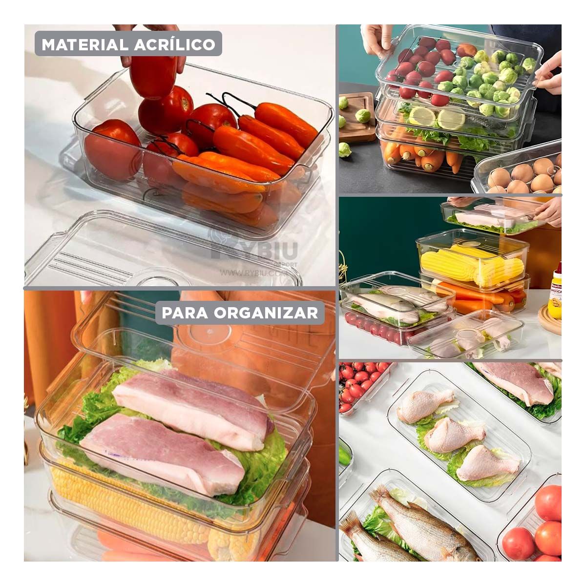 GENERICO - Recipiente Duradero Transparente Y+Regalo Ligas para Peinar