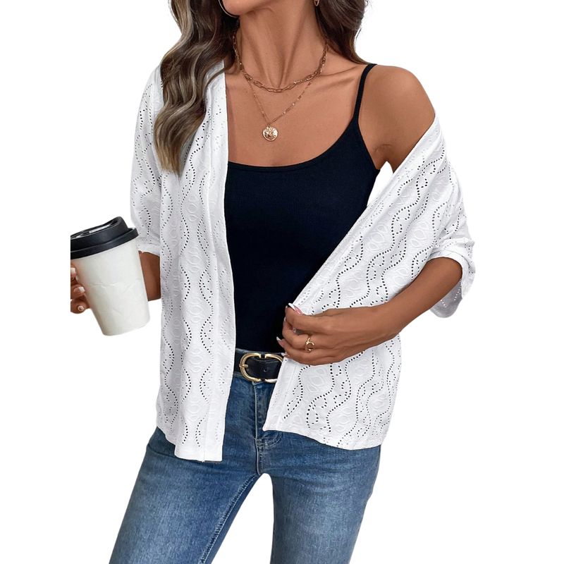 KAST PE - Cardigan para Mujer Portia Blanco con Encaje - Talla M