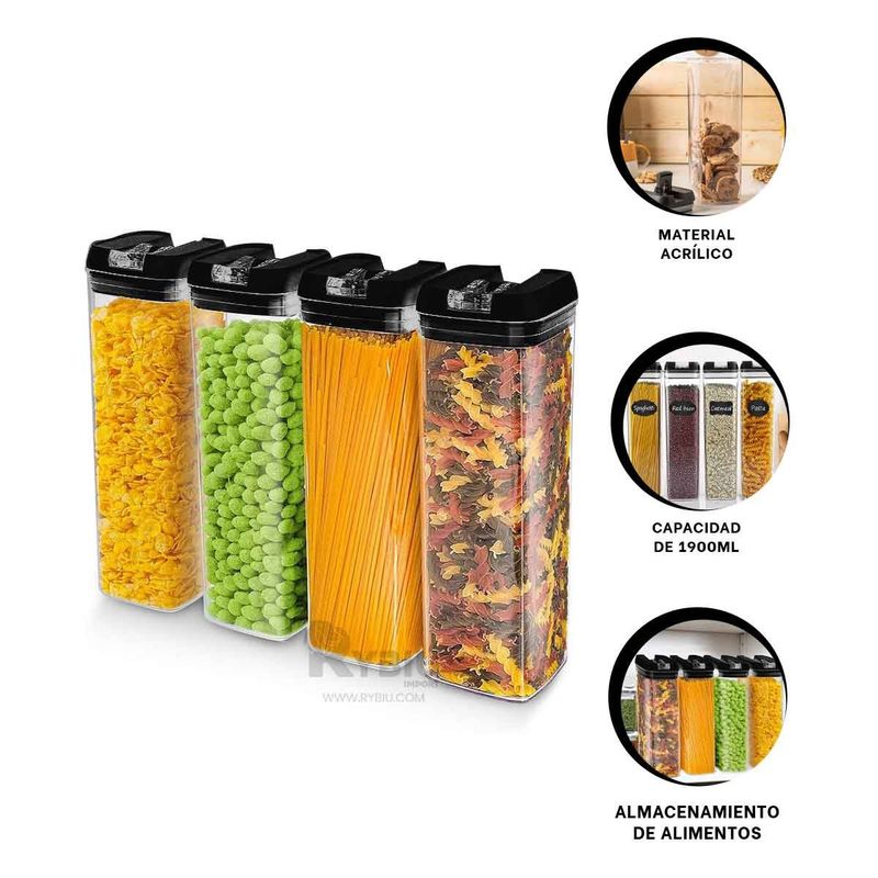 GENERICO - Envase Util 1900ml Tapa Negro Y+Regalo Ligas para Peinar