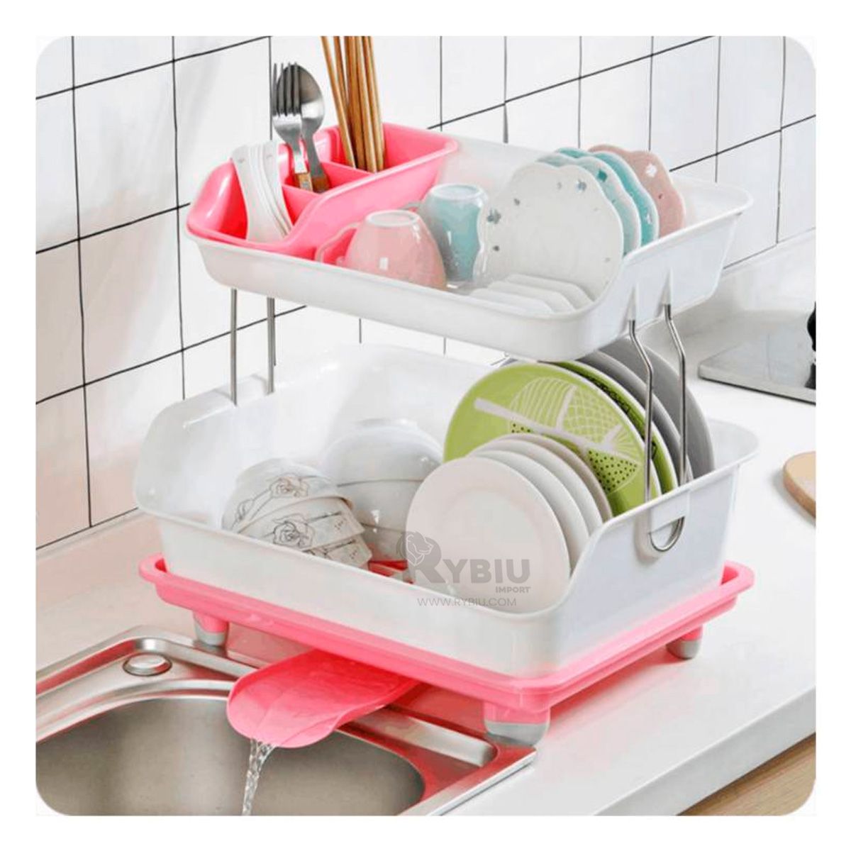 GENERICO - Secador Efectivo de Vajilla 2N Rosado Y+Regalo Stickers