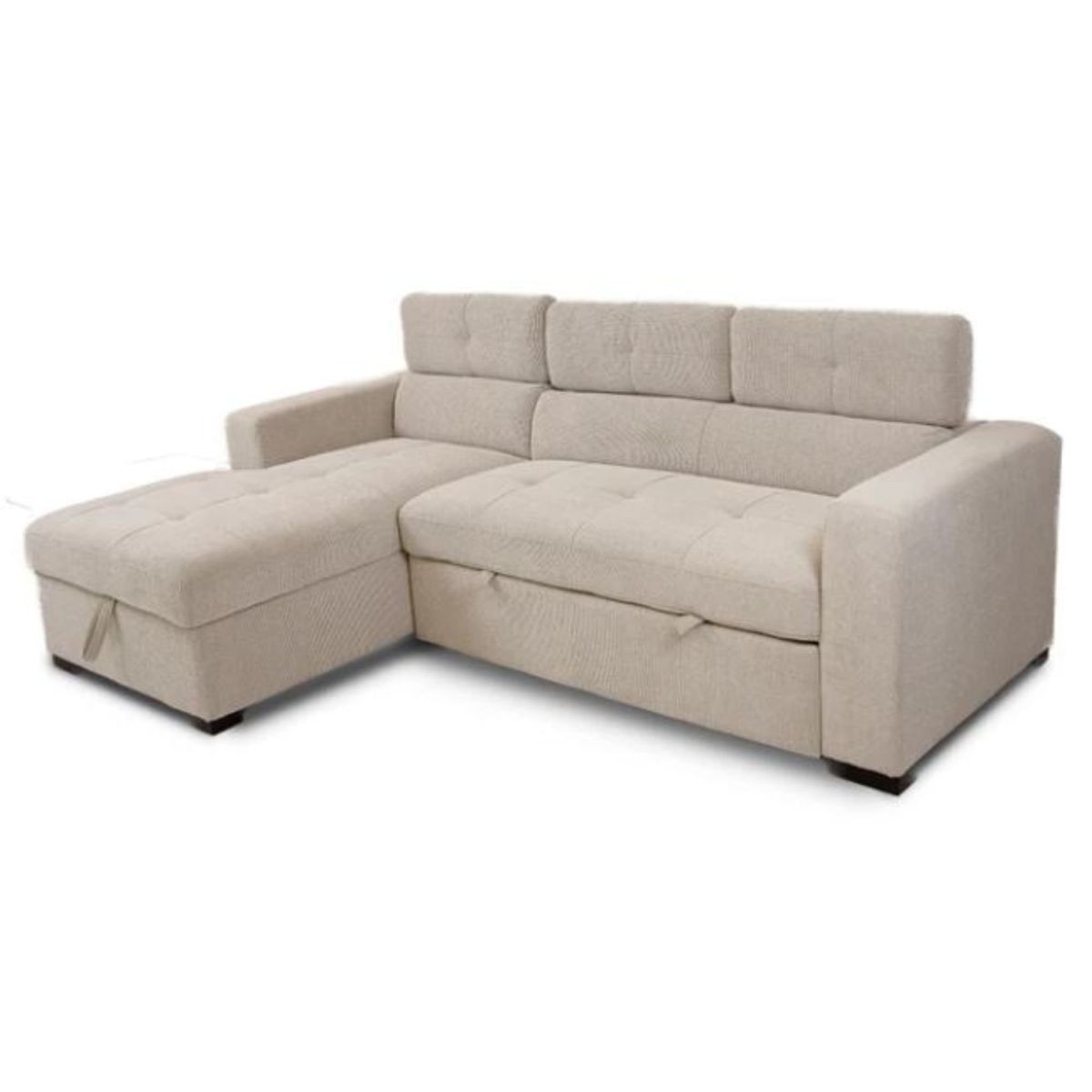 GENERICO - Sofá Seccional Cama Lucia + Baúl 3 Cuerpos Izquierdo- Beige