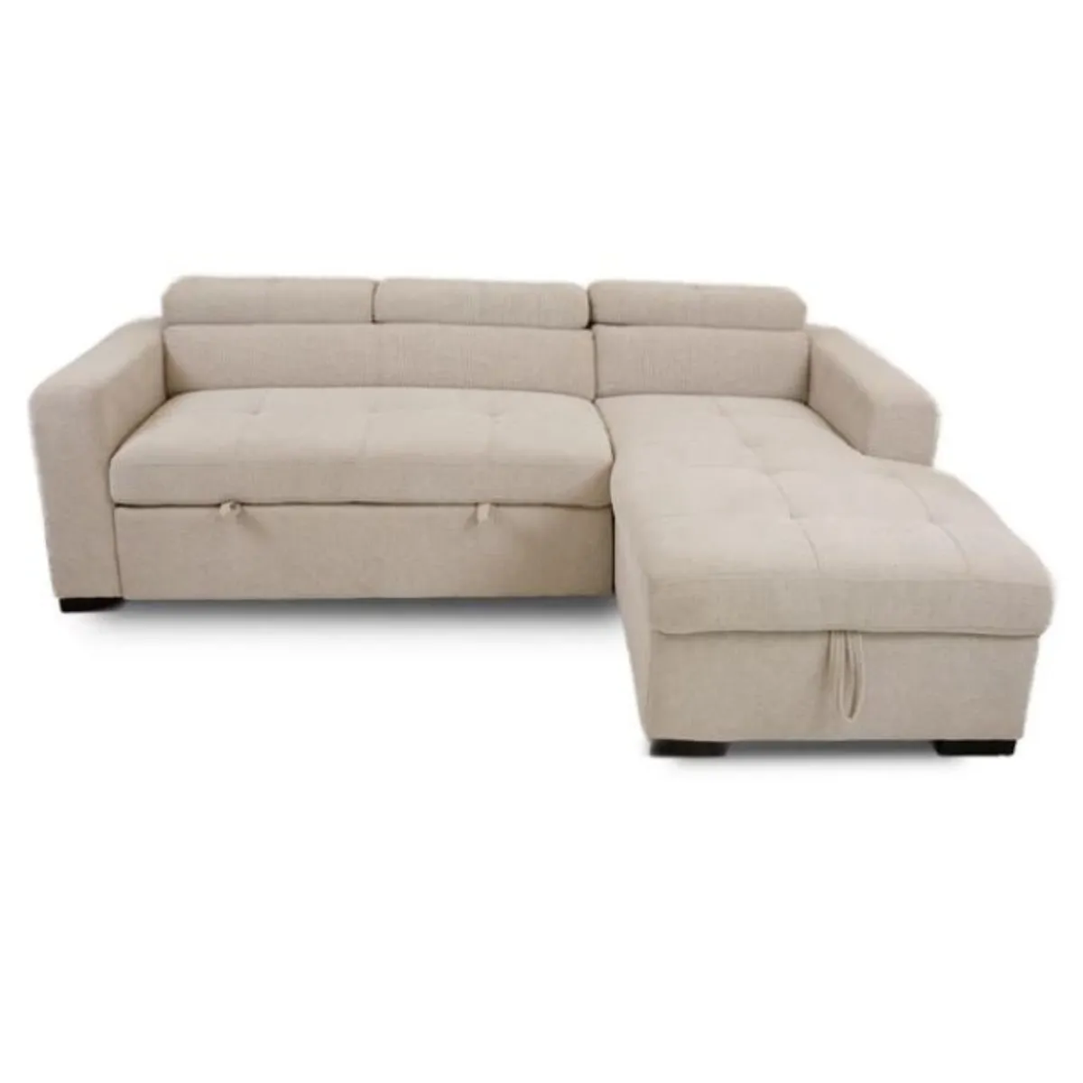 GENERICO - Sofá Seccional Cama Lucia + Baúl 3 Cuerpos Derecho - Beige