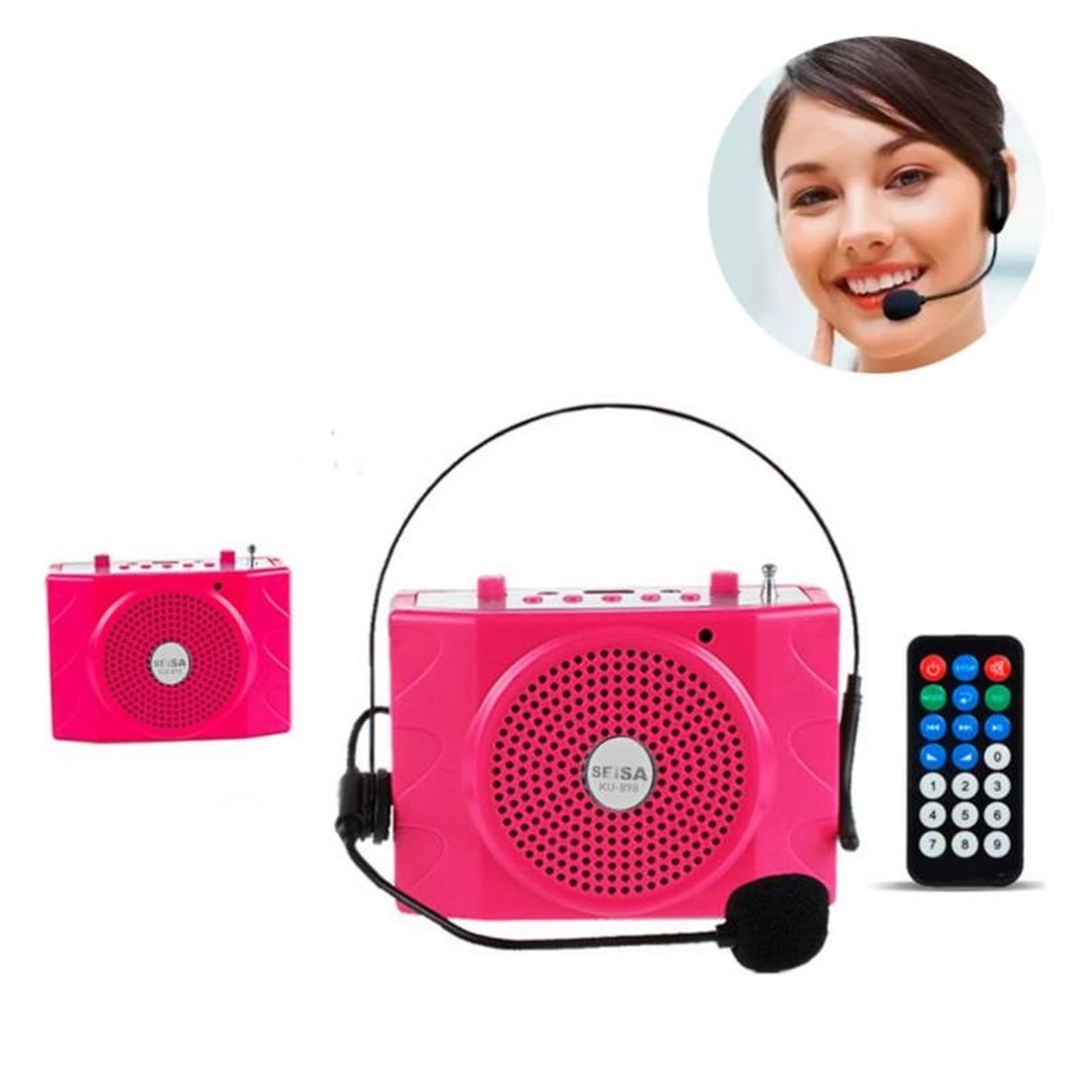 SEISA - Amplificador de Voz Portátil Recargable con Micrófono Radio Bluetooth