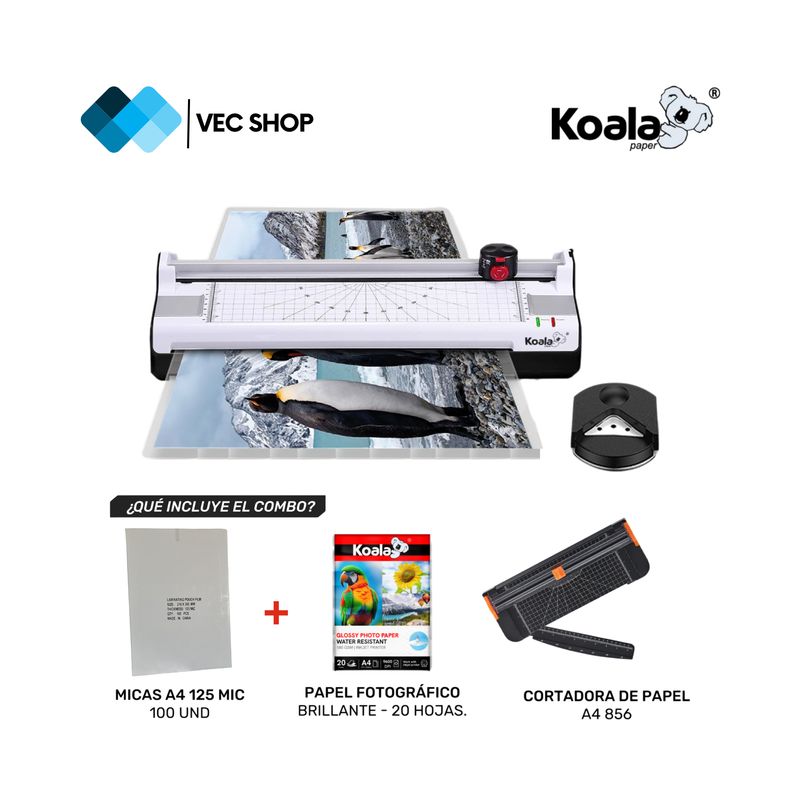 GENERICO - Laminadora Enmicadora Plastificadora 5 en 1 A3 + Combo