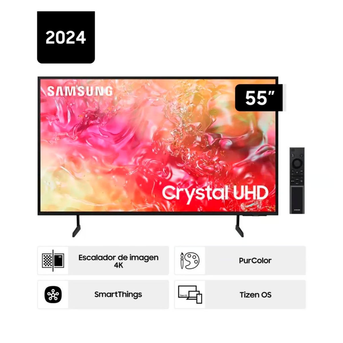 SAMSUNG - Televisor Samsung Smart Tv. 55" 4K UHD Tizen OS 2024 UN55DU7000GXPE
