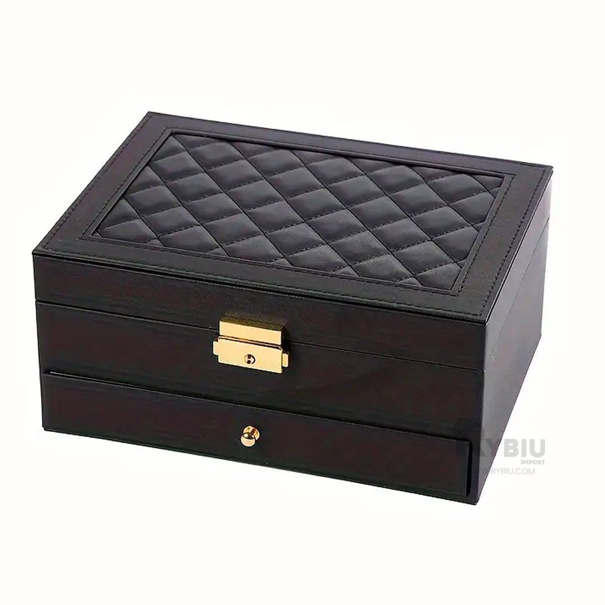 RYBIU IMPORT - Joyero 2 Compartimentos con Llave en Color Negro